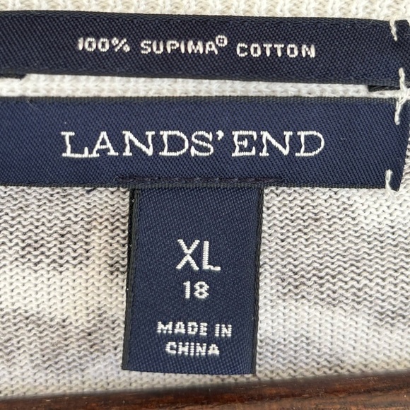 Lands' End Cardigan Sweater Size XL Brown and Cream Animal Print Supima Cotton - Picture 6 of 7